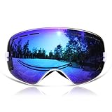 GANZTON Skibrille Snowboard Brille Doppel-Objektiv UV-Schutz Anti-Fog Skibrille F¨¹r Damen und Herren Jungen und M?dchen Wei?