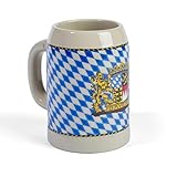 meinherzschlag Stein-Bierkrug mit Bayern-Rauten