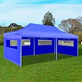 Hommdiy Partyzelt 3x6 m Pavillon Gartenpavillon Festzelt Faltzelt Faltpavillon Blau