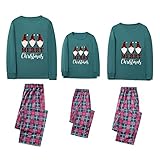 WeihnachtsschlafanzüGe Familie Set Lang Nachthemd Nachtwäsche Hausanzug Weihnachten Pyjama Familien Damen Herren Kinder Weihnachten Schlafanzug Damen Chrismas Feiertag Hirsch Langarm Pyjama Set