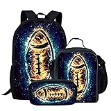 Dolyues Dinosaurier Rucksack Set T-Rex Schulranzen Set Corgi Hund Büchertasche Galaxy Fußball Teens Rucksack Mittagessen Tasche Federmäppchen, Galaxy Rugbyball