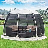 Alvantor Pop Up Pavillon Zelt, 4-6 Personen Schirmhaus Iglu Zelt mit Moskitonetz Seiten, Sofortigerm Uv-resistenten Sonnenschutz für Garten, Terrasse, Hinterhof (Beige, 10'x10')