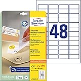 AVERY Zweckform L4736REV-25 Universal Etiketten (1.200 plus 240 Klebeetiketten extra, 45,7x21,2mm auf A4, wieder rückstandsfrei ablösbar/abziehbar, bedruckbar, selbstklebende Aufkleber) 30 Blatt, weiß