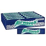 Airwaves Kaugummi | Menthol & Eucalyptus | Frischer Atem | Blau, zuckerfrei | 30 Packungen (30 x 12 Dragees)