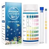 FJHTY 7 in 1 Aquarium Teststreifen,100 Stück Aquarium Wassertest für Süßwasser Salzwasser Teststreifen Aquarium Test Kit zum Testen von Härte,Nitrat,Nitrit,freiem Chlor,Gesamtalkalinität,Karbonat,PH