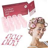 Lockenwickler Set (44mm): 12 große Lockenwickler, 12 Klammern, Anleitung, Box (hair rollers with clips)