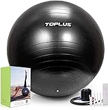 TOPLUS Gymnastikball Sitzball Extra Dicker Yoga-Ball-Stuhl, Anti-Berst-Stabilitätsball für hohe Beanspruchung, Balance Ball mit Schnellpumpe-Schwarz&55cm