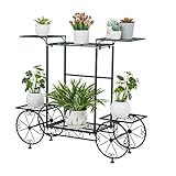 unho Blumenregal aus Metall, Blumenständer mit 6 Ablagen, Blumentreppe Pflanzentreppe für Innen Garten Balkon, Mehrstöckig, 83x22x68.5cm, Schwarz