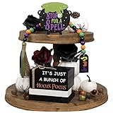 Luckxing 2 Pcs Halloween Tiered Tray Decor Bundle | Hexenkessel Tiered Tablett Dekorationsset für Party,Tischdekoration, Holzverzierung, abgestuftes Tablett, Zubehör für Zuhause