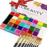 CCbeauty Bodypainting 36 Farben Face Paint Professional Theaterschminke Ölbasierte ungiftige Make-Up-Palette Halloween Körperkunst Party Schminke