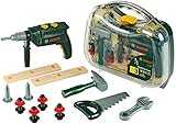 Theo Klein 8416 Bosch Werkzeugkoffer, groß | 16-teiliges Werkzeug-Set | Inkl. batteriebetriebenem Bohrer mit Licht und Sound | Spielzeug für Kinder ab 3 Jahren