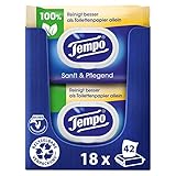 Tempo Toilettenpapier feucht Tempo Sanft Pflegend Trio-Pack (18 (6 x 3) Packungen x je 42 Blatt), Großpackung, 1 kg