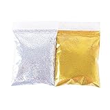 (Gold + Silber) 100g Glitzer Glitzerpulver Glitter Pulver Glitzer Basteln Glitzer Staub für Schleim Slime Kunst Handwerk Basteln und Nagelkunst