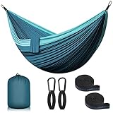 Hängematte Outdoor Camping Hängematte Reise Ultraleicht Hammock 2 Person bis 300 kg, 300 x 200 cm, Fallschirmnylon, 2 x Premium Karabiner, 2 x Nylonschlingen inklusive für Outdoor Indoor Garden