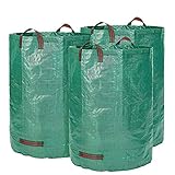 Glorytec Gartensack 3 x 300 Liter - mit doppeltem Boden - 4 reißfeste Griffe - Gartenabfallsack aus extrem robustem Polypropylen-Gewebe (PP) 150gsm