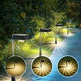 Linkind Solar Gartenleuchte für Außen, Warmweiß 200lm Solar Wegelampen mit 2 Lichtmodi, IP65 Wasserdicht Solarlampe höhenverstellbar, Wegbeleuchtung ideal für Hof, Pfade, Garten, Carousel