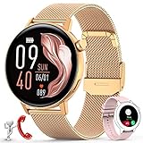 Smartwatch Damen mit Telefonfunktion 2022 Fitnessuhr mit Pulsuhr Blutdruck Schlaf Tracker SchrittzählerI Uhr Damen IP67 Wasserdicht Fitness Armbanduhr für Damen Herren Android iOS