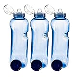 Trinkflasche 3 x 1 L Wasserflasche Tritan BPA frei + 3 x Trinkdeckel Flip Top