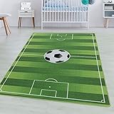 SIMPEX Spielteppich Kurzflor Teppich Kinderteppich Kinderzimmer Fussball Stadion Grün, Farbe:Grün, Grösse:160x230 cm