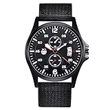 Quartz Mens Analog Outdoor Date Watch Sports Wrist Edelstahl Herrenuhr BI593 (D-Black, One Size)