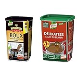 Mondamin Roux dunkel Klassische Mehlschwitze 1 kg, 1er Pack (1 x 1 kg) & Knorr Delikatess Sauce zu Braten (pur als Bratensoße, Soßenbinder und zum Verfeinern), 1er Pack (1 x 1 kg)