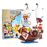 WOGQX One Piece THOUSAND SUNNY Piratenschiff Baukasten, 432 + Stück Konstruktionsspielzeug, DIY Bauklötze Spielzeug Bausatz, Kommt mit 9 Besatzungsfiguren, Kompatibel Mit Lego