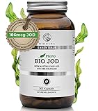 QIDOSHA® Bio Jod Kapseln hochdosiert, 365 Kapseln, Jod aus Bio Kelp, 186 mcg (124% NRV) pflanzliches Jod je Kapsel aus der Bio Kelpalge, vegan, laborgeprueft