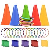 30Pcs 3 in 1 Ringwurfspiel Wurfspiel Outdoorspiele Kinder Ringwurfspiel Ringe Werfen Wurfspiel Kinder Wurf Spiel Kinder Outdoor Ringwurfspiel Ring Spaß Sitzsack Werfen Spiel für Kinder Garten Party