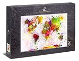 Ulmer Puzzleschmiede - Puzzle „Bunte Welt“ - Klassisches 1000 Teile Puzzle – Modernes Puzzlemotiv mit origineller Farben-Inszenierung der Weltkarte