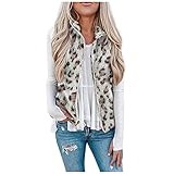 Damen Casual Tie Printed Semi High Collar Reißverschluss Plüsch Weste Mantel Langer Mantel, beige, 42