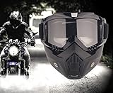 YIQI Motorcycle Maske Abnehmbaren,Motorrad Schutzbrille Staubschutz Brille mit abnehmbaren Gesichtsmaske Winddicht für Outdoor Fahrrad Dirtbike Motocross Off-Road Goggle(Grau Linsen)