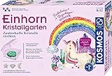 KOSMOS 643690 Einhorn Kristallgarten, Zauberhafte Kristalle züchten, Regenbogen, Blumen, Blätter und Gips-Figuren mit Kristallen überziehen, Amazon Exclusive, Experimentierkasten für Kinder ab 8 Jahre