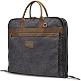 S-ZONE Unisex Kleidersack Anzugtasche Canvas Leder Trim Kleidertasche für Reisen Kurzurlaub Geschäftsreisen Aufbewahrung