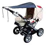 sunnybaby 11272 - Universal Sonnensegel für Kinderwagen & Sportwagen | Sonnenschutz | höchster UV Schutz UPF 50+ | verstellbar | Markisen-Rollofunktion - Farbe: SCHWARZ | Qualität: MADE in GERMANY