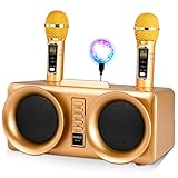 Karaoke Maschine für Erwachsene und Kinder, Bluetooth Karaoke Anlage,Tragbares PA-System mit 2 drahtlosen Mikrofonen,Lautsprecher mit Telefonständer Discokugel,für Heimparty,Hochzeit,Picknick,Outdoor