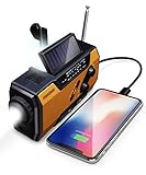 FosPower tragbares Radio 2000mAh (Modell- A1) Solar/Handkurbel/Batteriebetrieben Notfall Kurbelradio Externer Akku mit USB-Ladeanschluss, SOS und LED Taschenlampe fur Wandern, draussen