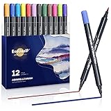 Kalligraphiestift, 12 PCS Aquarell-Pinselstifte Set Pinselstifte mit zwei Spitzen Verschiedene Pinselspitzen zum Ausmalen von Büchern zum Skizzieren von Geschenken