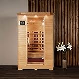 Home Deluxe – Infrarotkabine – REDSUN M – Vollspektrumstrahler – Holz: Hemlocktanne - Maße: 120 x 105 x 190 cm I Infrarotsauna für 2 Personen, Infrarot