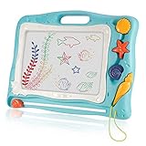 kizplays Große Magnetische Maltafel Zaubertafel,42x32cm Kinder Zaubertafel Doodle Board Pad Bunt Zeichenbrett mit Magnetische Muschel Seestern Zaubertafeln für Kinder ab 2 3 4 5 6 Jahre Geschenk