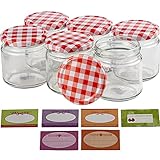 Einmachgläser 210ml Marmeladengläser 6er Set mit Aufklebern