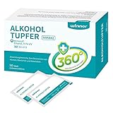 Winner Medical 75% Ethanol Alkoholtupfer,groß,4-lagige Quadratische Wattepads, Gut Getränkt Mit Alkohol,Sterile Tupfer Alkohol,50 Stück Alkoholtücher(11x15cm).