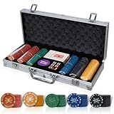 BROILISSIMO Pokerset Pokerkoffer Profi 300/500 PCS Pokerspiel inkl. Pokerdecks Dealer Button Poker Set Pokerchips Tischauflage Spielmatte