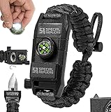 Geschenke für Männer, Gadgets für Männer Geschenke, Männer Neu Survival Paracord Armband Multitool Survival Kit 10 in1 BH-1, Schwarz