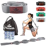 Seatwith Gymnastik-Gurt mit 10 Schlaufen | Yoga-Gurt 200 x 4 cm | Stretch-Strap für mehr Beweglichkeit | + Transportbeutel & Trainingsanleitung PDF| Fitness Pilates Physiotherapie Stretch-Gurt (GRAU)