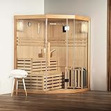 Home Deluxe - Traditionelle Sauna - Skyline XL - Maße: 150 x 150 x 200 cm - für 2-3 Personen, Hemlocktanne, inkl. Ofen, Saunazubehör I Dampfsauna Aufgusssauna Finnische Sauna