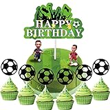 Tortendeko Fussball,Tortenaufleger Fussball Cupcake,Fußball Party Dekoration,Fußball Cupcake Toppers,Sport Kuchen Dekoration Geeignet für Kinderfußballpartys Ornament,WM-Dekora Tionstorten（6 Stück）