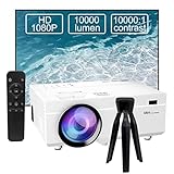 Mini Beamer, Full HD 1080P 10000 Lumen Beamer Unterstützung 4K Video, LED Heimkino Video Beamer 300 '' Display,LCD Beamer kompatibel mit Laptop, TV-Stick, HDMI, VGA, USB, VG, iPhone, Smartphone