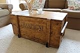 Uncle Joe´s Truhe Champagne Couchtisch Truhentisch im Vintage Shabby chic Style aus Massiv-Holz in braun mit Stauraum und Deckel Holzkiste Beistelltisch Landhaus Wohnzimmertisch Holztisch nussbaum