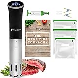 KitchenBrothers Sous Vide Garer - Sous Vide Stick - Souvidestab - Souvidgarer - Suvit Garer - Suvidegarer - Sous Vide Set - Souvidestab 0 bis 95℃, einstellbar pro 0,2℃ - Timerfunktion - Alarm - 1200W