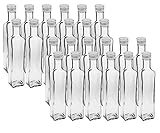 24 leere Glasflaschen'Mara' 500ml incl. Schraubverschluss Silber Saftflasche Likörflaschen Schnapsflaschen Ölflaschen Flaschen Wasserflasche aus Glas zum selbst befüllen